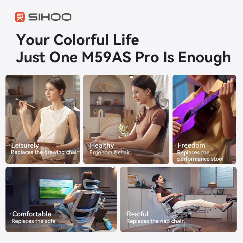 Sihoo M59AS Space-Saving Ergonomic Office Chair with Flip-Up Arms