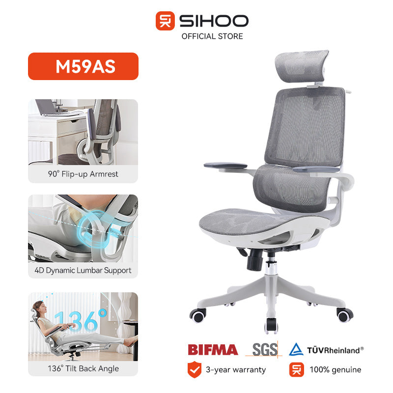 Sihoo M59AS Space-Saving Ergonomic Office Chair with Flip-Up Arms