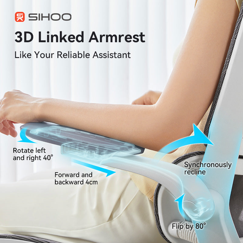 Sihoo M59AS Space-Saving Ergonomic Office Chair with Flip-Up Arms